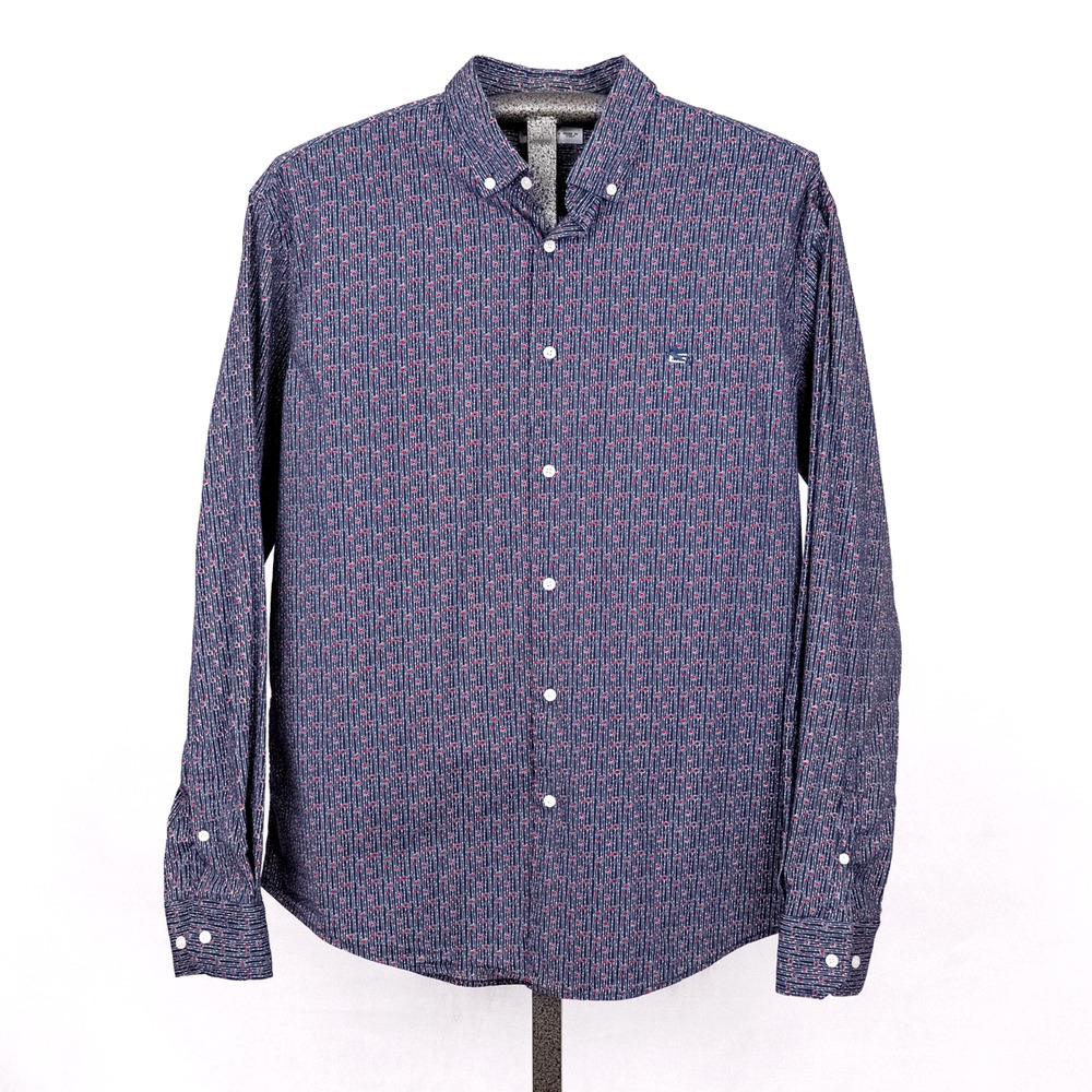 ETRO Milano Men's 100% Cotton Shirt MEDIUM (47) Swirl Dot Stripe Made in Italy